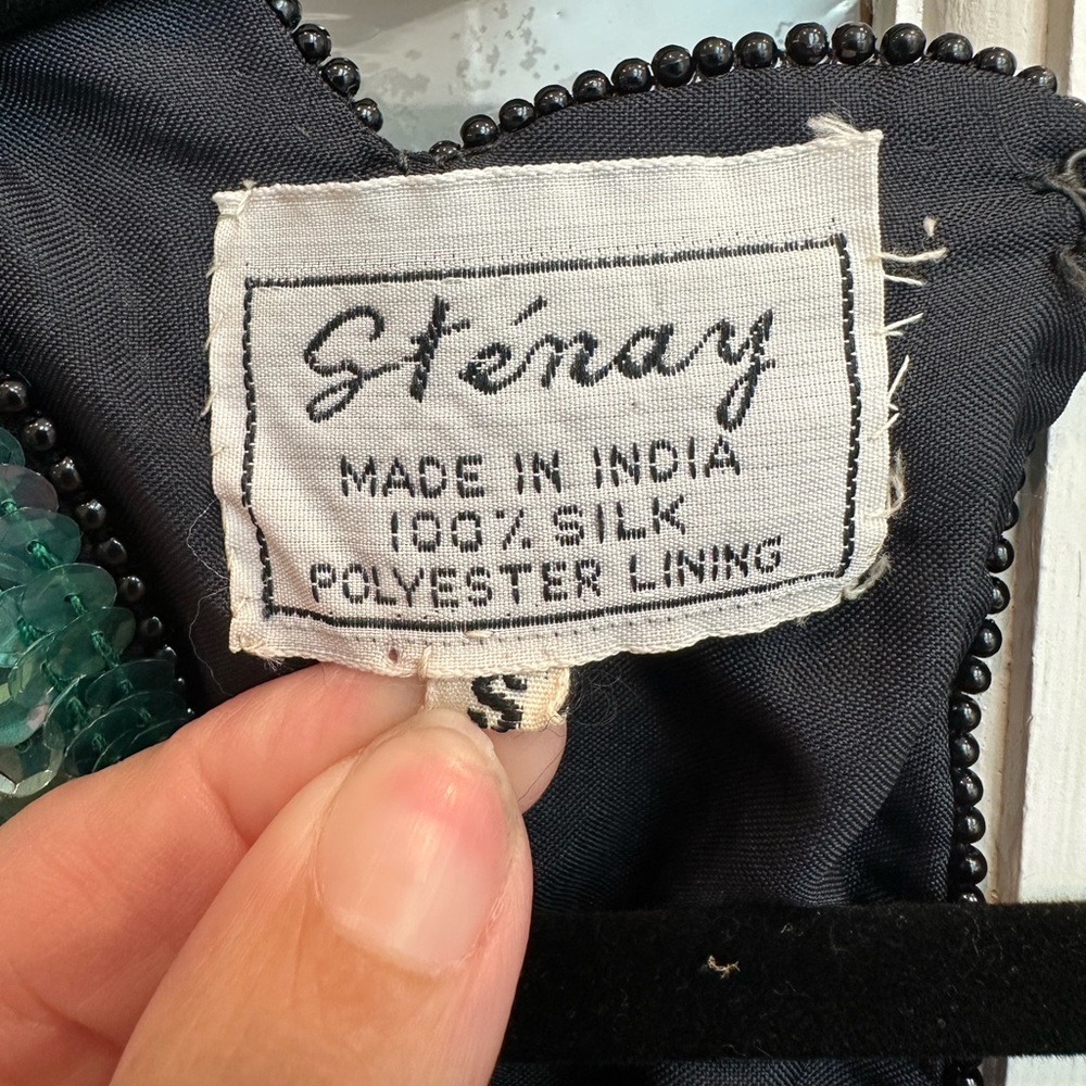 Vintage Stenay 80’s 100% Silk Sequin Art To Wear Floral Beaded Blouse Size S - Picture 10 of 11